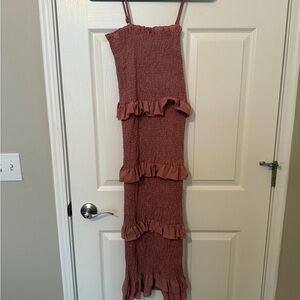 Ruffled Pink Maxi Dress